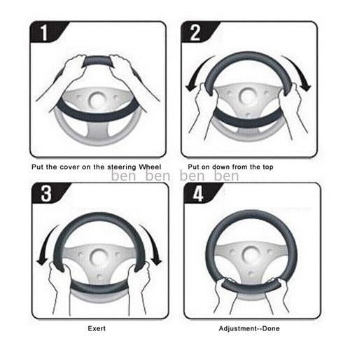 15" Steering Wheel Cover Genuine Leather For Mazda Black New - Picture 5 of 5