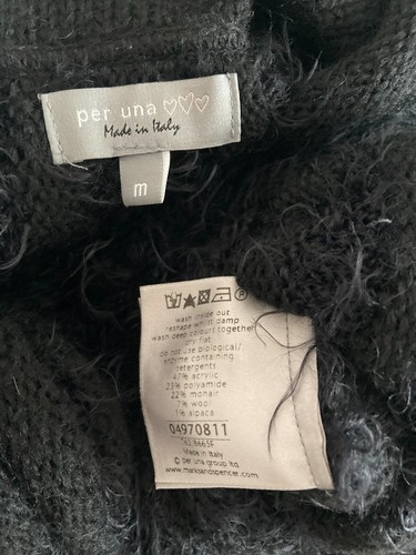 Cárdigan Largo Per Una Italia Tejido Negro Steampunk Mohair Lana Alpaca M 12 14 - Imagen 12 de 12