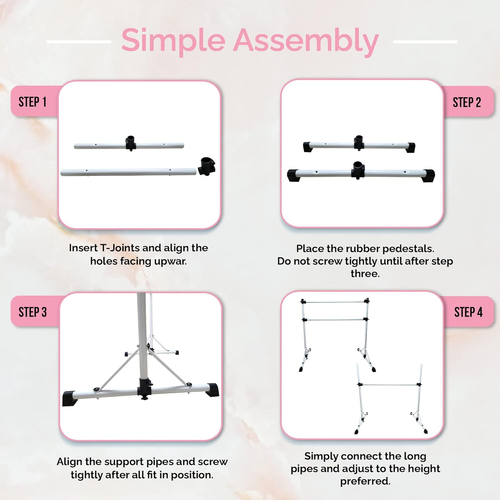 New and Improved 4 Ft Steel Double Ballet Barre with Carry Bag and Beginner Guid - Picture 4 of 7