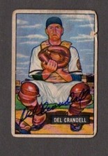 Del Crandall 1951 Bowman authentic autographed card Boston Braves