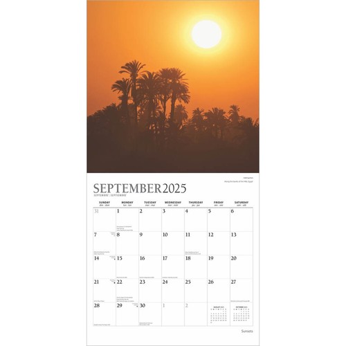 Sunsets | 2025 12x24" Monthly Square Wall Calendar - Picture 4 of 9