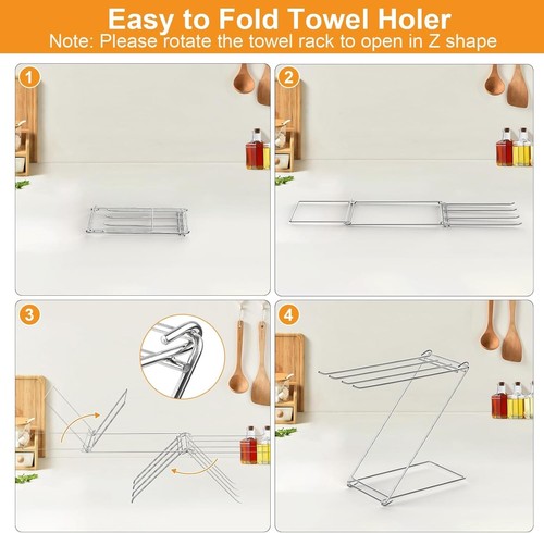 Kitchen Towel Holder Stand, 4-Arm Dish Towel Holder Countertop Hand Dish - Picture 2 of 6