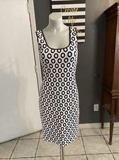 Joseph Ribkoff Black/White Polka Dot Textured Bodycon Dress Built In Bra 6