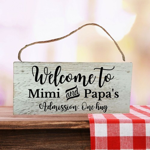 Letrero de madera rústico de bienvenida a Mimi y papá decoración de granja regalo para abuelos - Imagen 2 de 4