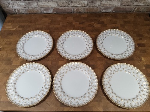 Spode Fleur de Lys Gold Set Of Dinner Plates X 6 10.75" Diameter - Picture 3 of 7
