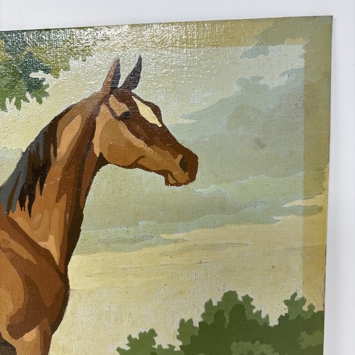 VTG PBN Paint by Numbers Brown Horse Painting Bluegrass Beauties Finished 1960s - Picture 5 of 17