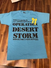VTG Operation Desert Storm T-Shirt. Youth 14-16 Blue Screen Stars Best. USA
