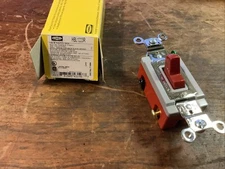 Hubbell HBL1223R SpecGrade 20A 120/277V 3-Way Red Toggle Switch (new)