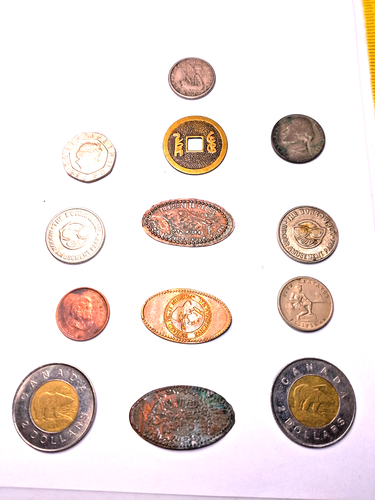 Assorted lot coins stretch pennies tokens as seen - Picture 1 of 3