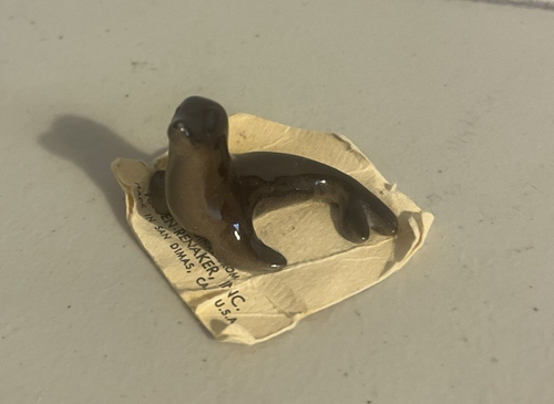 Vintage 1986 Hagen Renaker Seal Sea Lion Ocean Miniature Figure On Original Card - Picture 2 of 14