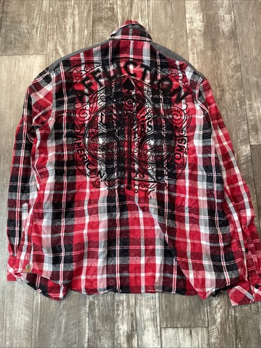 Affliction For Buckle Black Premium Men’s 2XL Plaid Flannel Button Up Shirt - Picture 8 of 9