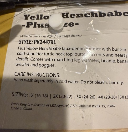 Gelbes Henchbabe Kostüm Übergröße 5X - Bild 3 von 9