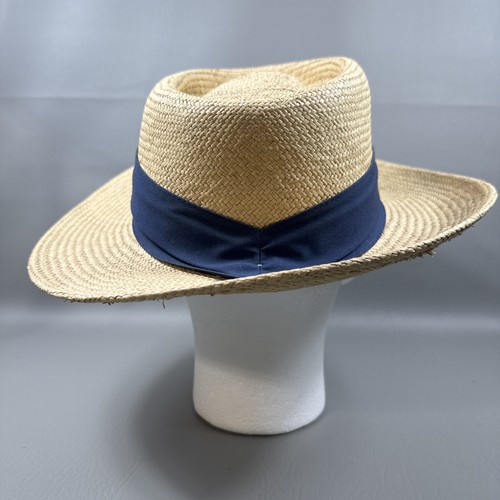 Vintage Texace Golf Unihat Made In USA Straw Hat Navy Blue Band Vintage Casual - Picture 6 of 18