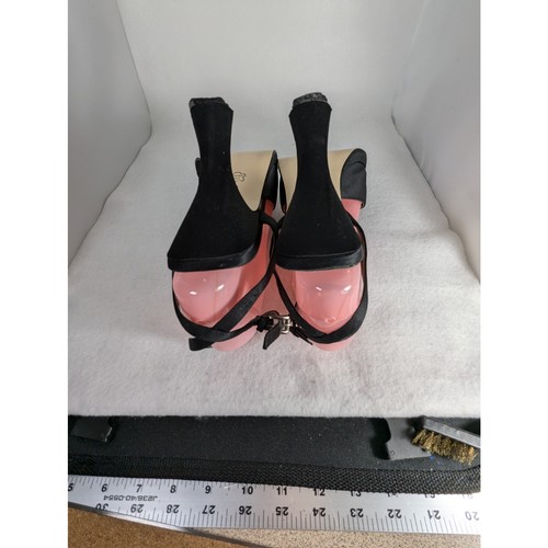 Sam & Libby Negro Satinado 9 Sandalias Tobillo Correa Tacón 4.5" Plataforma 1/2" Necesita puntas - Imagen 4 de 12