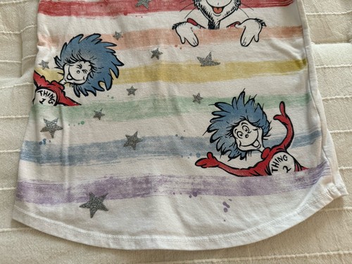 Girls Size 7 JUMPING BEANS 'CAT IN THE HAT' Print T-Shirt White Multicolor - Picture 4 of 8