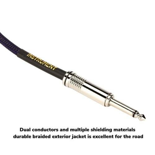 Ernie Ball Instrument/ Guitar Cable 10' Braided Straight/Straight Purple Black - Picture 6 of 8