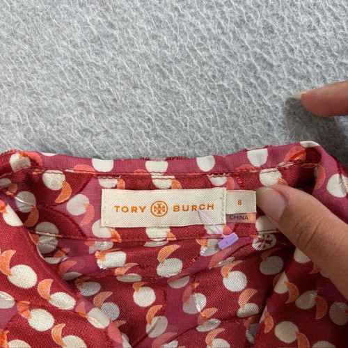 Tory Burch Shirt Women 8 Dot Pattern Button Long Sleeve Silk Blend Art Boho Work - Picture 4 of 12