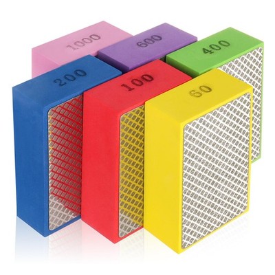 6 Pack Diamond Hand Polishing Pads Sanding Blocks for Glass Wood Ceramic Marble