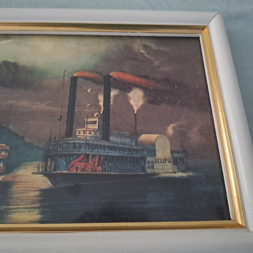 A Midnight Race on the Mississippi framed print based on sketch by H D Manning - Picture 5 of 7