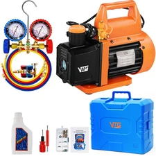 4.5 CFM AC Vacuum Pump and Gauge Set,for Mini Split,HVAC,Auto Systems,Manifol...