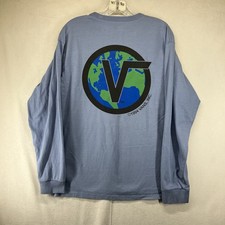 Mens Vans Off The Wall T Shirt Medium Retro 90s Earth Logo Long Sleeve Cotton