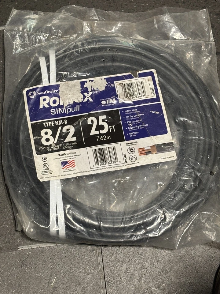 Southwire Romex 25 ft. 8/2 Stranded Romex SIMpull CU NM-B W/ Ground Wire - Image 1 of 1