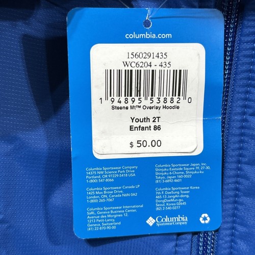 Columbia New Omni Shield Toddler Hooded Coat Jacket Bright Indigo Blue Size 2T  - Picture 9 of 10