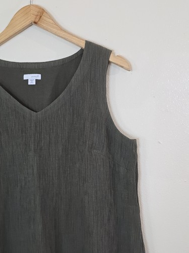 Pure J Jill ärmelloses asymmetrisches Kleid Crinkle Caper grün zierlich M Lagenlook - Bild 2 von 9