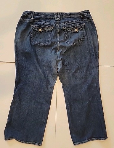 JMS Lotus Indigo Blue Relaxed Wide Leg Opening Petite Jeans 20W - Picture 7 of 9