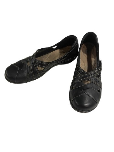 Clark’s Ashland Spin Q schwarze flache Damen-Slipper aus Leder Größe 9,5 N bequem - Bild 1 von 12