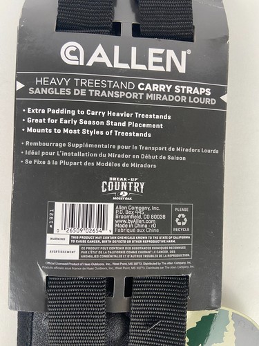 Allen Heavy Treestand Cinghie di Trasporto, Imbottitura Extra, Rovere Muschiato Break-Up Country - Foto 3 di 4