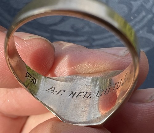 Vintage 10K Gold Allis Chalmers AC Milwaukee Größe 11 Ring - Art Deco Stil - Bild 9 von 9