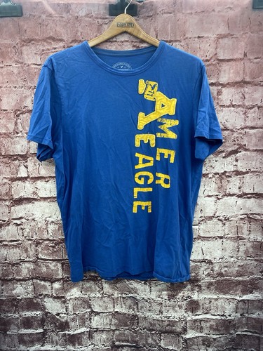 American Eagle Outfitters Herren Kurzarm T-Shirt L Athletic Fit Blau