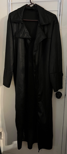Morpheus MATRIX Costume Trench Coat Black Faux Alligator Laurence Fishburne One - Picture 4 of 5