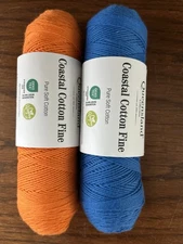 Lot of 2 Coastal Cotton Fine Yarn Queensland Collection - Orange & Blue