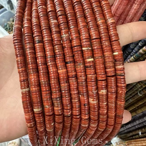 1x6 mm Natürlicher Roter Jaspis Heishi Scheibe Zwischenring Perlen für Schmuck Herstellung Zum Selbermachen 15 Zoll - Bild 4 von 6