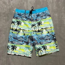 Hurley Board Shorts Swim Trunks Palm Trees Surf Beach Tropical Men's