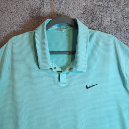 Nike Tiger Woods Dri-Fit Polo Men's Size XXL Green Striped Short Sleeve Golf - Picture 2 of 19