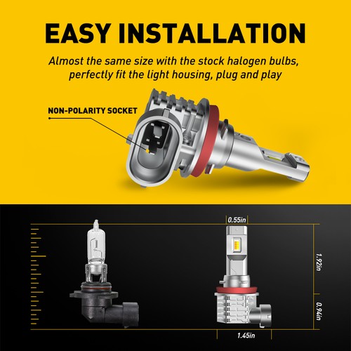 Dual Color 2X H8 H11 LED Fog Light Driving Bulb 6000K White/Amber Yellow 3000K - Picture 8 of 10