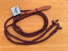 Beautiful BURGANDY Nylon Braided Western ROMAL Reins ~ 9'