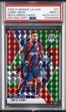 2020 PANINI MOSAIC LA LIGA RED & GREEN CHOICE LIONEL MESSI PSA 9 AUTO AUTHENTIC