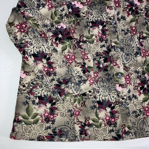 CJ Banks Womens 2X Plus Corduroy Jacket Shacket Top Floral Lightweight Stretch - Picture 16 of 21