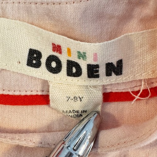 Mini Boden Mädchen Kleid Puffärmel Herzapplikation Größe 7-8 rosa Baumwolle bunt - Bild 2 von 12