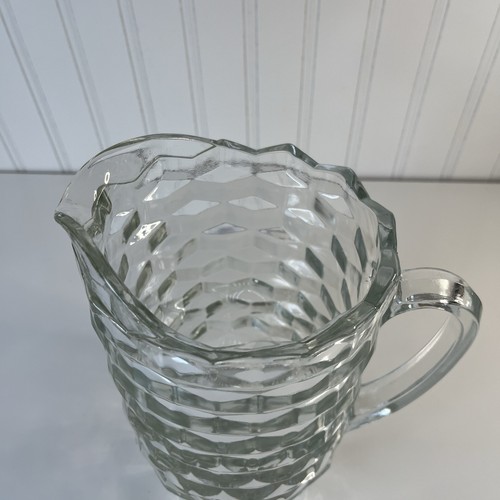 Vintage Clear Cubist Glass Pitcher And Six Short Glasses - Picture 13 of 19