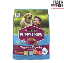Purina Puppy Chow Dry Dog Food, High Protein Tender & Crunchy , 15 lb Bag-NEW US
