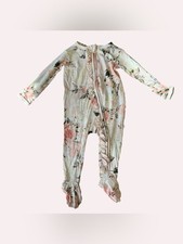 Posh Peanut Bamboo Pink Floral Footed Sleeper Ruffle Pajama Baby Girl 0-3M NWOT