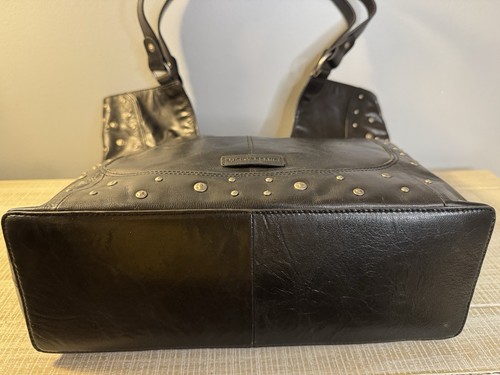 NWT Lucky Brand Sleek Black Leather Tote with Silver Studs - Picture 12 of 19