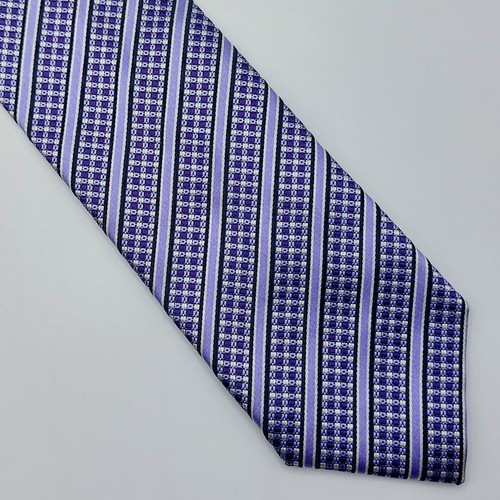 Canali 1934 geometrisch gestreift lila 100 % Seide Herren Krawatte Made in Italy Luxus
