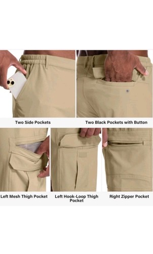 Mens Outdoor Casual Lightweight Water Resistant Quick Dry Fishing Shorts Size 36 - Picture 3 of 7