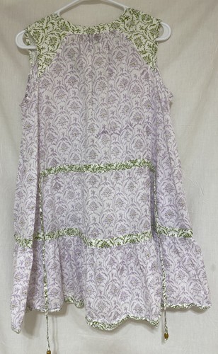 Hannah Artwear Thea Eve-Printed Mini 100% Cotton Dress Purple Green Belted 0 XS - Picture 15 of 23